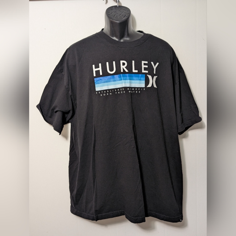 Men's Classic Logo Hurley Black T-Shirt  Size XXL